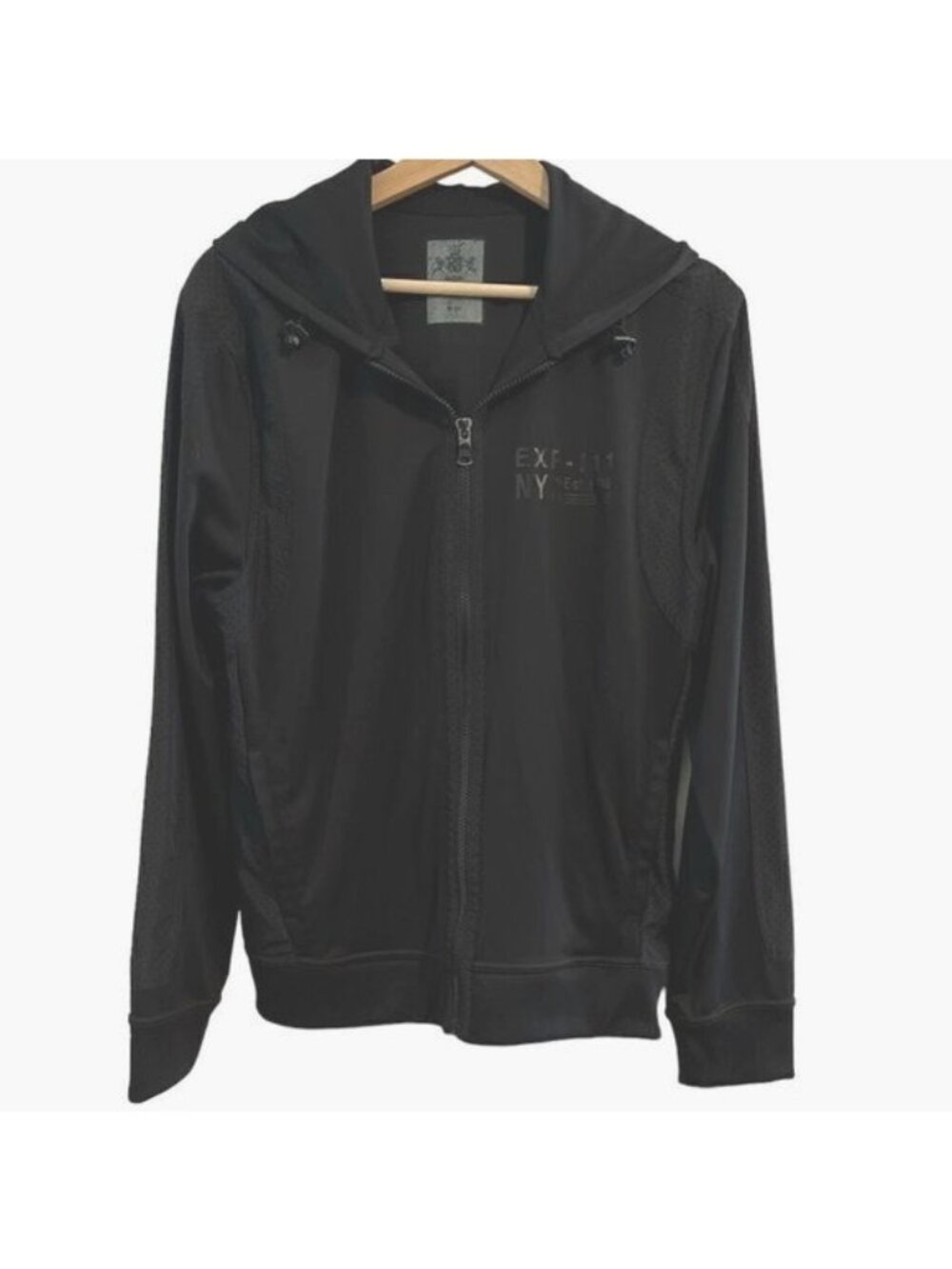 Express Black Full Zip Up Hooded Long Sleeve Jacket Men's Size M